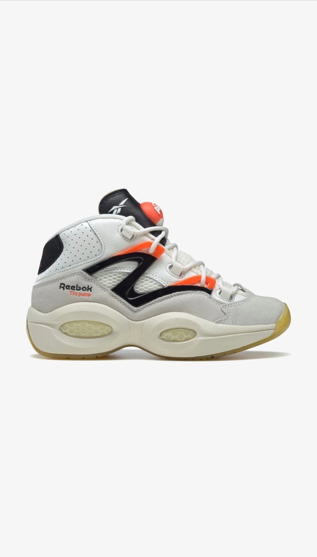 REEBOK MID QUESTION PUMP - Baskets basses - chalk core black pump orange