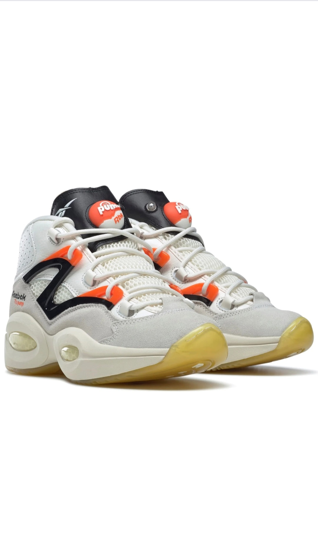 REEBOK MID QUESTION PUMP - Baskets basses - chalk core black pump orange